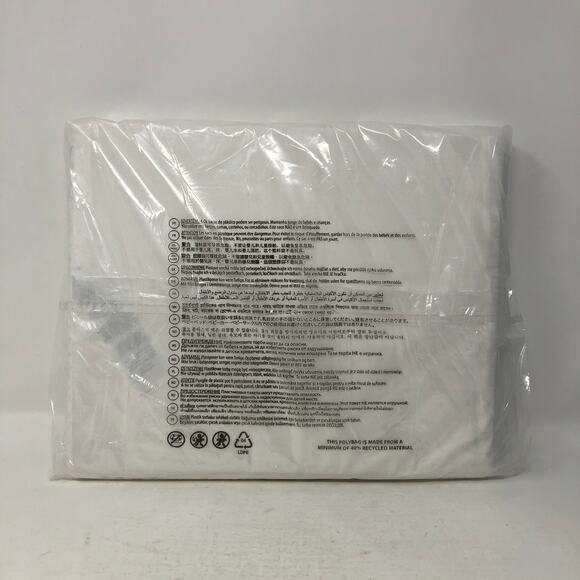 Ralph Lauren Organic Cotton Percale Palmer Full Flat Sheet White Pale Sky Blue - Picture 2 of 10